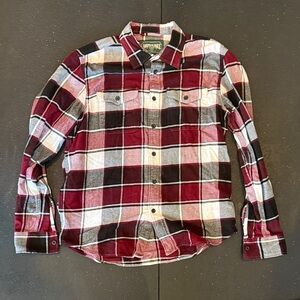 American Eagle Outfitters Burgundy and Black Plaid Shirt